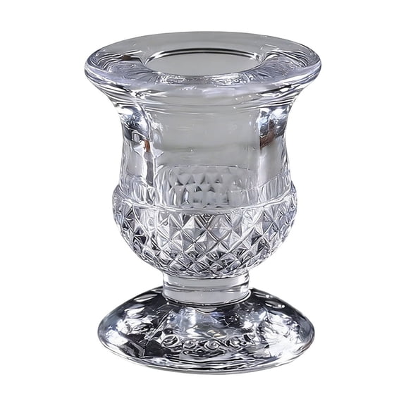Crystal Glass Candlestick Diamond Cut Crystal Glass Candlestick Holder Wedding Candlelight Dinner Centerpiece Holiday Decoration Geometric Design Table Decor Diamond Candle Holder