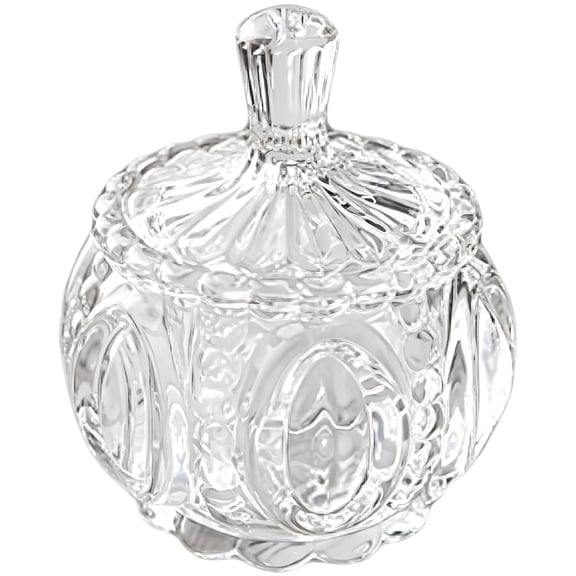 Elegant European Style Crystal Glass Candy Jar with Lid, 5.1 fl oz 150 mL Clear Storage Container, Multi-faceted Design, Non-slip Texture, Jar for Snacks, Jewelry, Ornament