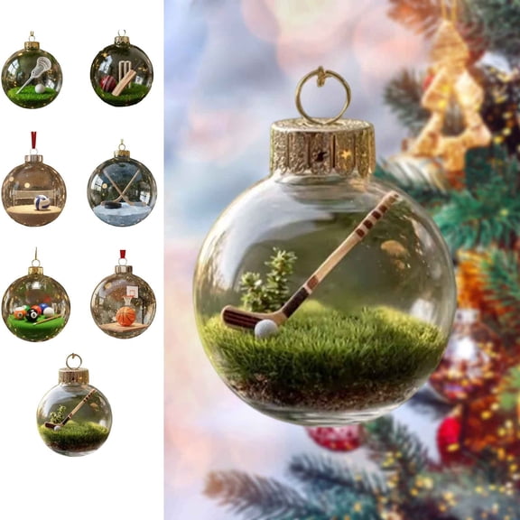 Crystal Glass Christmas Ball Ornament Set - 3.15x3.15in Clear Decorative Baubles for Xmas Tree, Room Memorial Gifts, Durable Glass Material, Enhances Festive Sparkle & Elegant Home Vibe, 8x8cm, G
