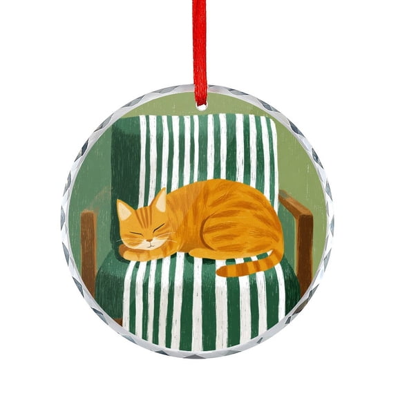 Crystal Glass Christmas Ornament An Orange Cat Sleeping Christmas Ornaments Crystal Hanging Cat Lover Gifts Holiday Decor And Xmas Gifts Ideas
