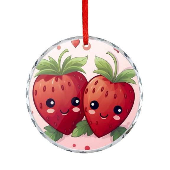 Crystal Glass Christmas Ornament Cute Strawberry Lovers Holiday Ornaments Cute Strawberry Unique Home Decor