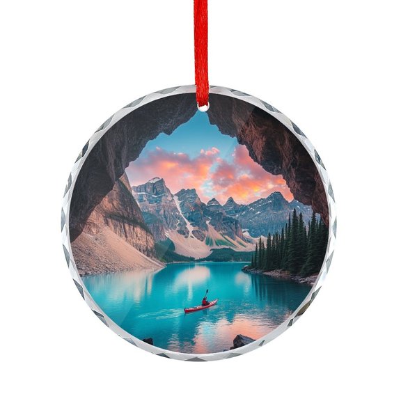 Crystal Glass Christmas Ornament Follow Your Heart Crystal Glass Christmas Decor with Holiday Design Rowing Gift for Home Office Xmas Tree Decor