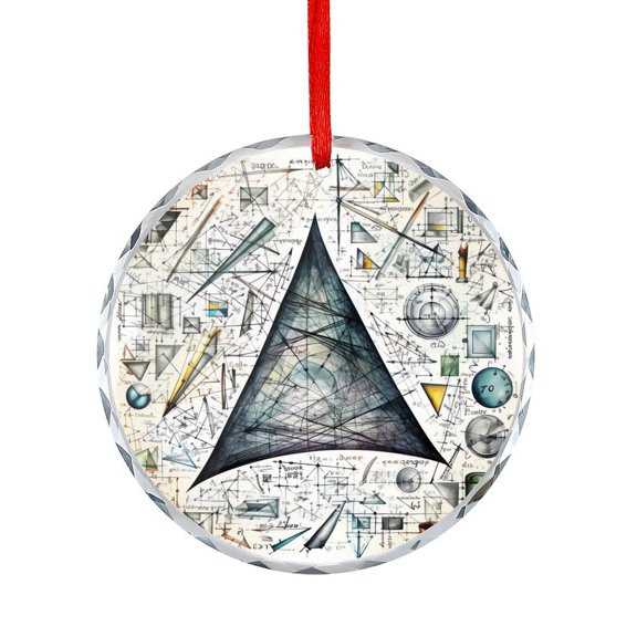 Crystal Glass Christmas Ornament Hand Written Math Text And Equations Geometrical Shapes Print -3 Crystal Ornament 2025 Mathematics Education Gifts for Women