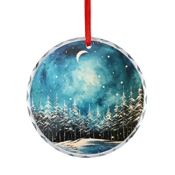 Crystal Glass Christmas Ornament Night Sky In The Forest Holiday Ornaments Forest Starry Holiday Ornaments Decoration for Home
