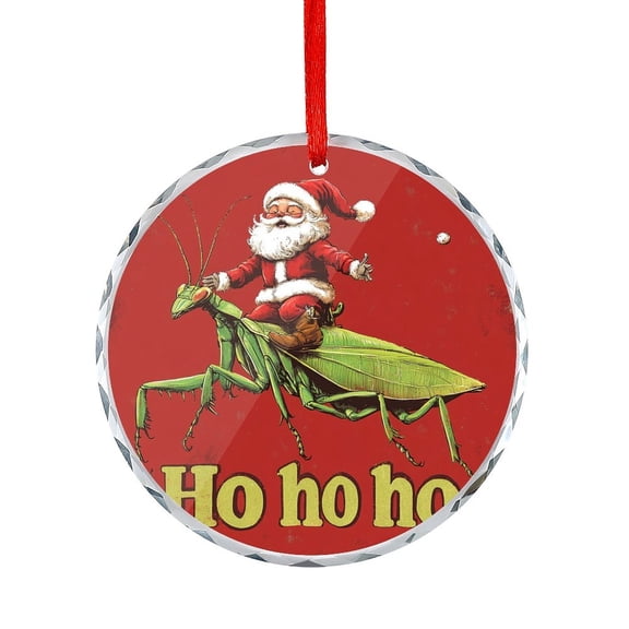 Crystal Glass Christmas Ornament Santa On Praying Mantis Round Christmas Ornament Christmas Decorations Gift Exchange Present Ideas