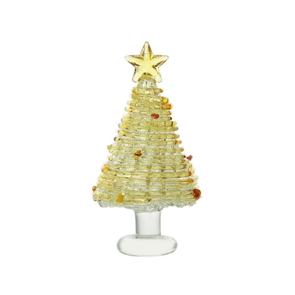 Crystal Glass Christmas Tree Figurine Mini Tree for Holiday Decor, Miniature Clear Trees with Star Tabletop Ornaments Centerpieces, Festival Gifts for Christmas Home Decor Craft Party