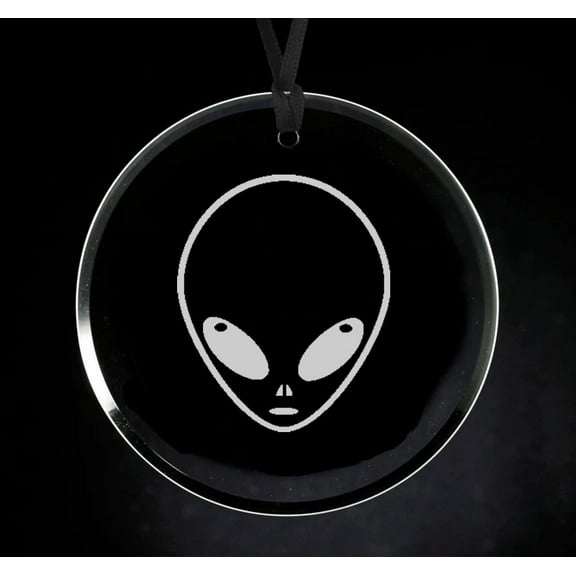 Crystal Glass Circle Ornament Keepsake Gift Alien Head