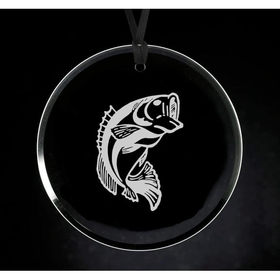 Crystal Glass Circle Ornament Keepsake Gift Bass Fish