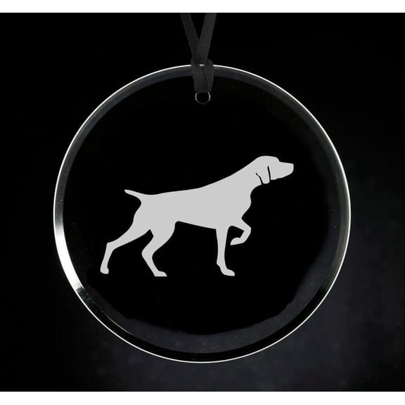 Crystal Glass Circle Ornament Keepsake Gift German Shorthaired Pointer
