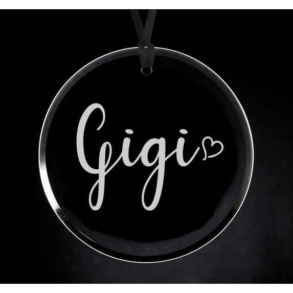 Crystal Glass Circle Ornament Keepsake Gift Gigi with Heart
