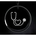 thumbnail image 1 of Crystal Glass Circle Ornament Keepsake Gift Heart Stethoscope Nurse Doctor, 1 of 1