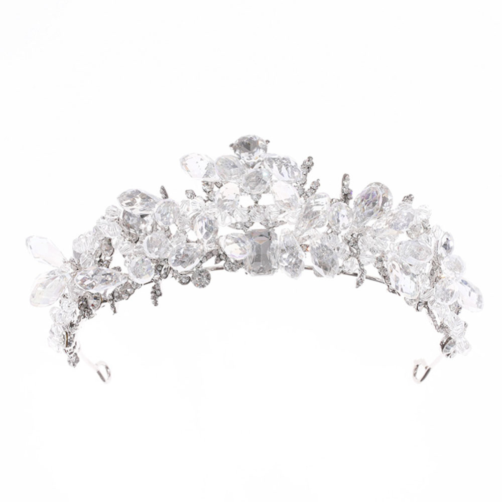 Crystal Glass Crown Tiaras and Ear Dangle for Women Shiny Princess