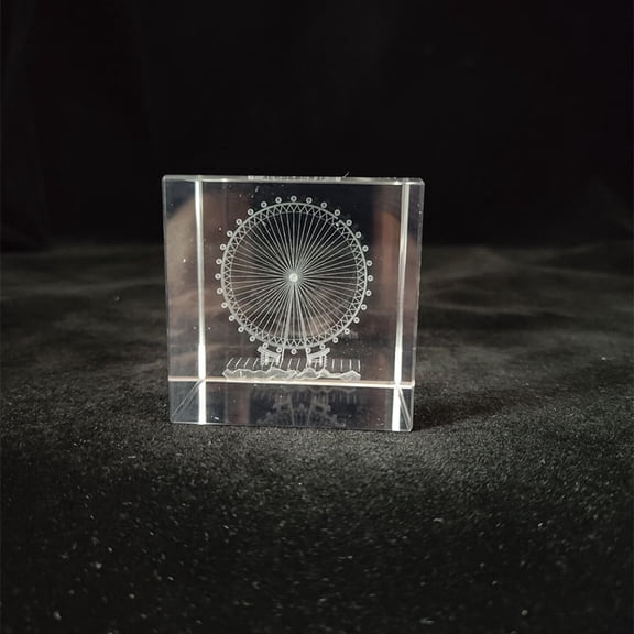 Crystal Glass Cube Solid Ornaments Art Mini 2.41Inch Clear Sphere Display Sculpture Decor Miniature Ornaments for Home Office Decoration60MMFerris Wheel Square Body