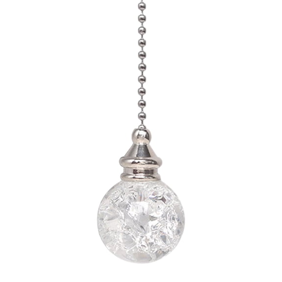 Crystal Glass Ice Cracked Ball Pull Chain,21.06 Inches Ceiling Fan Pull Chain,Pull Chain Extension with Connector for Ceiling Fan Lamp Cabinet Curtain Beaded Metal