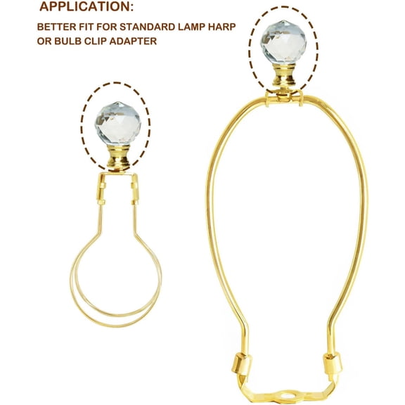 Crystal Glass Lamp Finials Decorative Lamp Shade Screw Top for Table and Floor lamp Shades Brass Base 2 pcs Pack (Brass)
