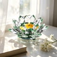 thumbnail image 1 of Crystal Glass Lotus Candle Holder, Nelumbo-Shaped Candlestick with Layered Petal Design, Elegant Home Tabletop Decor and Gift, 1 of 6