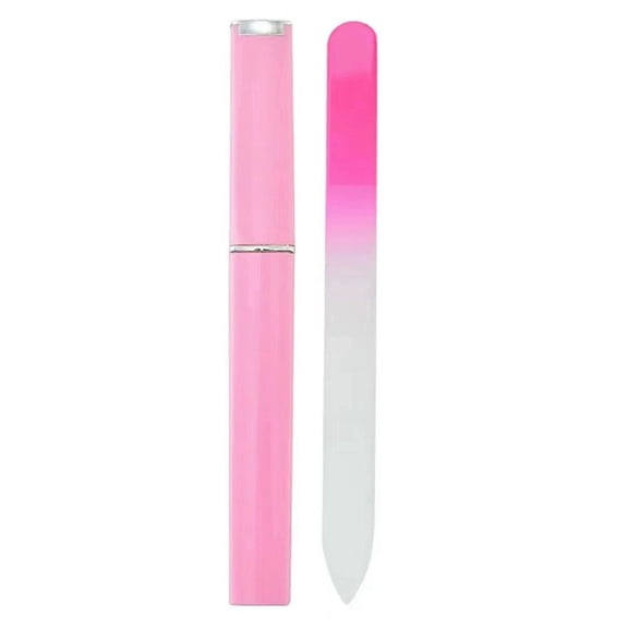 Crystal Glass Nail File with Case, Double Side Etched Gental Fingernail File for Natural Nails, Nail Care Tool for Women Girls
