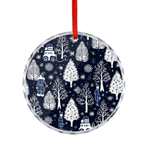 Crystal Glass Ornament Police Officers Christmas Pattern-1 Hanging Ornament Hanging Craft Collectibles for Xmas Trees Home Party Gifts