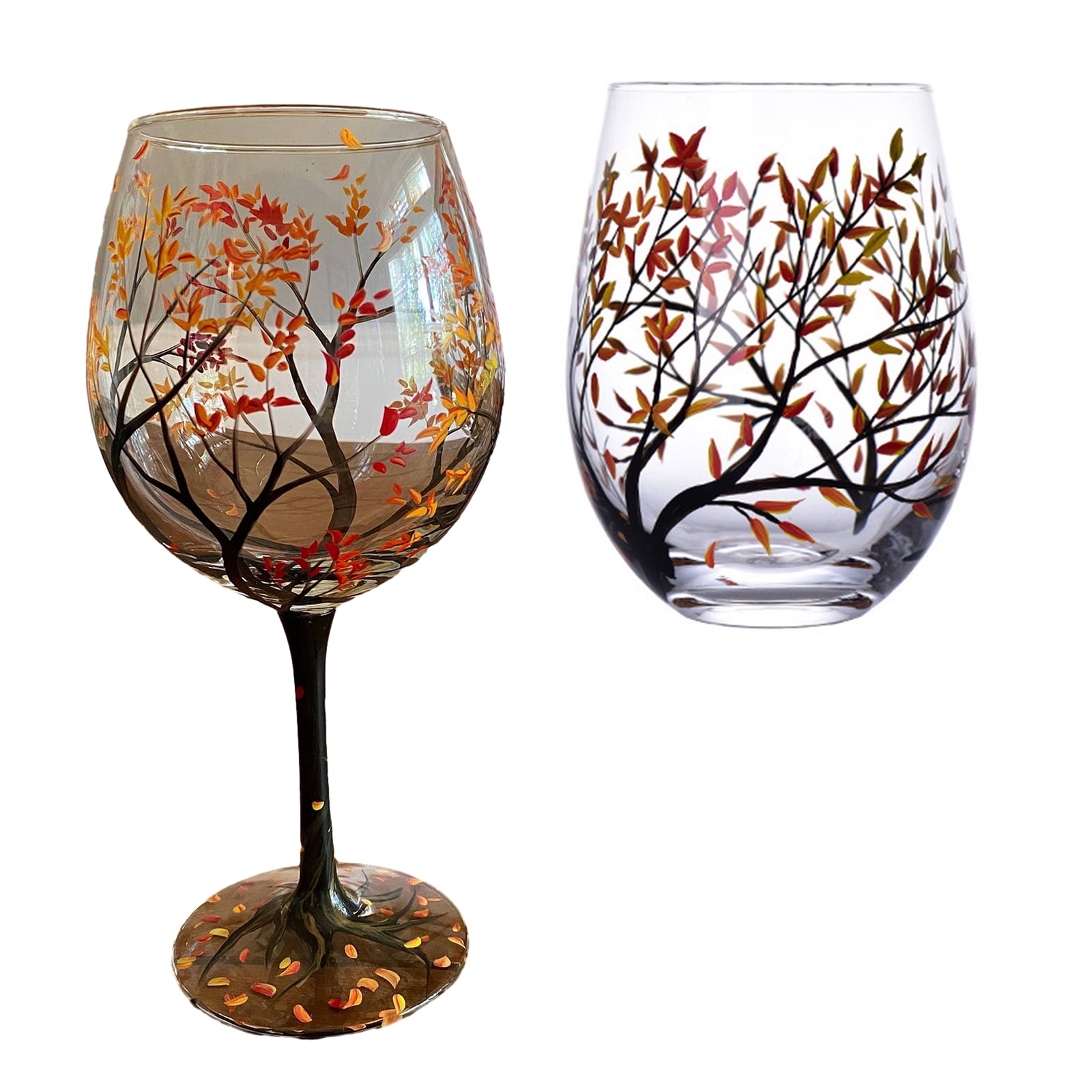 Crystal Glass Painted Goblet Creative Hand-painted Four Glass Goblet ...