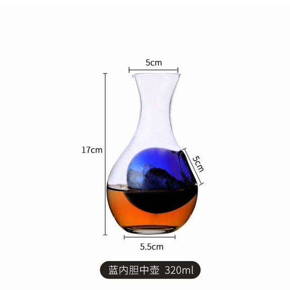 Crystal Glass Pitcher Wine Cooler Decanter Wine Warmer Wine Dispenser Sake Jug Wine Bottle Flagon Barware Bar Tools Accessories (blue heart medium)
