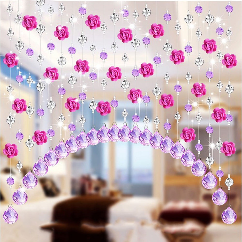 25 Strings Arched Crystal Curtain Butterfly Beaded Doorway Curtains Fringe  Decor
