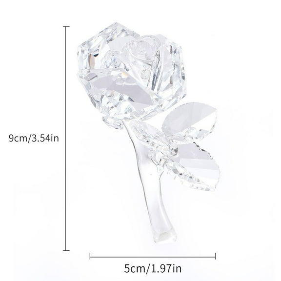 Crystal Glass Rose Flower Figurines Romantic Crystal Rose Ornaments For Mother\'S Day Girlfriend Wedding Favors Artificial Flower
