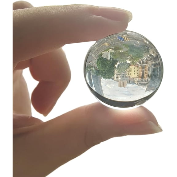 Crystal Glass Solid Ornaments Art Mini 1.2Inch Clear Sphere Display Sculpture Decor Miniature Ornaments with Gift Box for Home Office Decoration Balls(30MM)