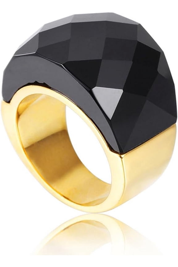 Crystal Glass Stainless Steel Band Ring Gold Plated Fashion Exaggerated Cubic Zirconia Rings Women's Stunning Large Statement Rhinestone Bands Cocktail Party Ring for Ladies Birthday