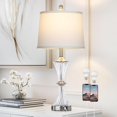 thumbnail image 1 of Crystal Glass Table Lamp with USB C+A Ports & AC Outlet,White Clear Modern Bedroom Lamp,Silver Lamp for Living Room,Nightstand Lamp LED Bulbs Included,Single Silver, 1 of 12