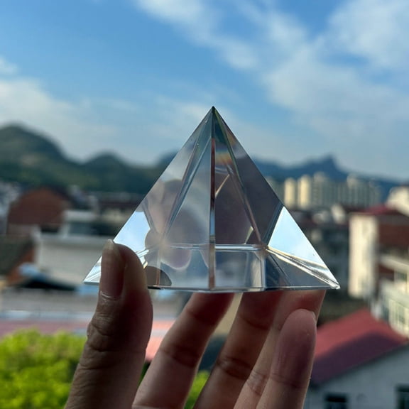 Crystal Glass Triangle Ornament Geometric Desk Decoration Small Gift Paperweight for Home or Office Use 6 cm Size