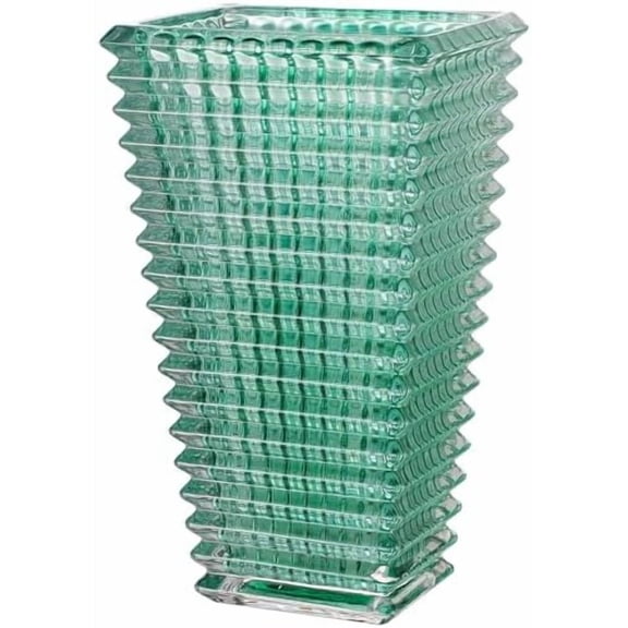 Crystal Glass Vase, Large Crystal Vases for Flowers, Large Flower Vase, Green Modern Vases for Living Room, Bedroom, Kitchen, Dining Table, Mantle, Wedding, 11 Inches
