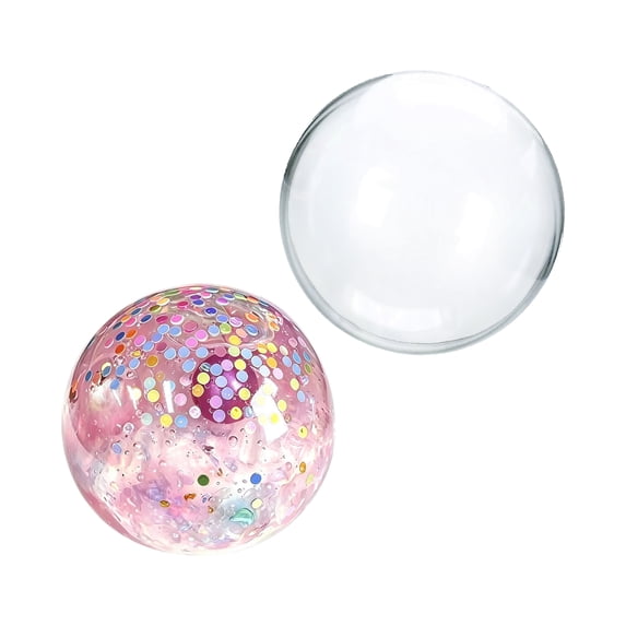 Crystal Glitter Squishy Stress Ball with Colorful Confetti Filling, 1-Pack, Pink Transparent Design, for Kids and Adults Relaxation, Sensory Squeeze Toy