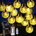thumbnail image 1 of Crystal Globe Solar String Lights, 31ft/36ft 50/60 LED Super Bright Solar Christmas Lights, Solar Powered/USB+Remote control, 8 Lighting Modes Solar Globe Lights for Christmas Tree Decor Garden Patio, 1 of 8