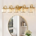 thumbnail image 1 of Crystal Gold Bathroom Vanity Light 5 Light Modern Bathroom Vanity Light Fixtures Over Mirror Modern Crystal Vanity Lighting, 1 of 7