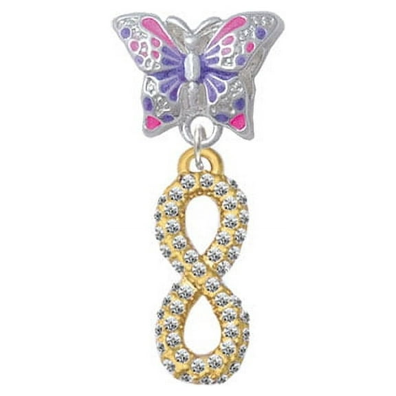 Crystal Gold Tone Infinity Sign - Butterfly Charm Bead