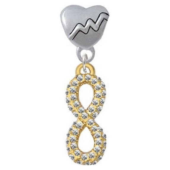 Crystal Gold Tone Infinity Sign - Heartbeat Charm Bead