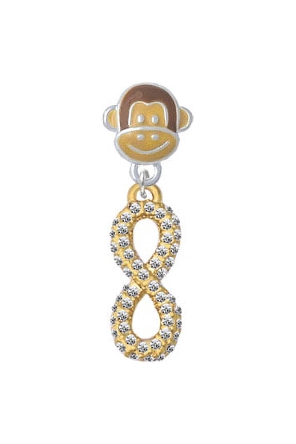 Crystal Gold Tone Infinity Sign - Monkey Face Charm Bead