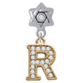 thumbnail image 1 of Crystal Gold Tone Initial - R - Beaded Border - Star of David with Clear Crystal Charm Bead, 1 of 1
