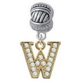 thumbnail image 1 of Crystal Gold Tone Initial - W - Beaded Border - Large Rope with Cross Beads Charm Bead, 1 of 1