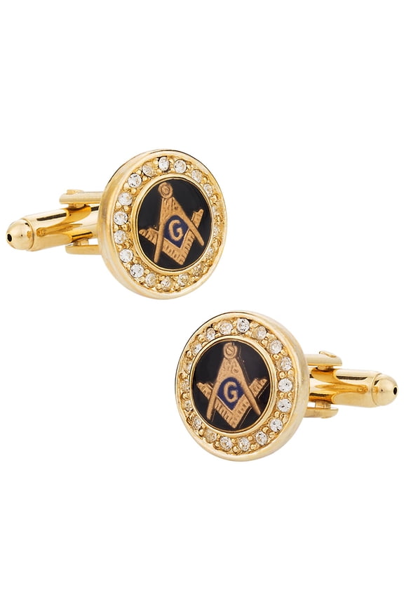 Crystal Gold-Tone Masonic Cufflinks