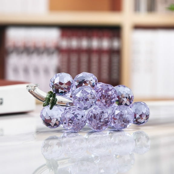 Crystal Grape Ornament High-end Luxury Crystal Clear Grape Handicrafts Purple Grapes Figurine Home Decoration Creative Xmas Gift
