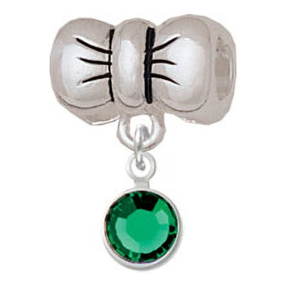 Crystal Green Channel Drop - Bow Charm Bead