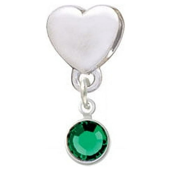 Crystal Green Channel Drop - Heart Charm Bead