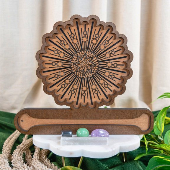 Crystal Grid Incense Burner Sun