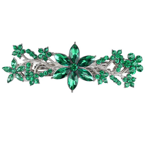 Crystal Hair Barrettes, Rhinestone Flower Hairpins Hair Clips, Sparkly Austrian Hairgrip Hair Headwear Accessories for Women Girls (Red)