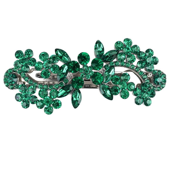 Crystal Hair Barrettes, Rhinestone Flower Leaf Shape Hairpins Hair Clips, Sparkly Austrian Hairgrip Hair Headwear Accessories for Women Girls (White)