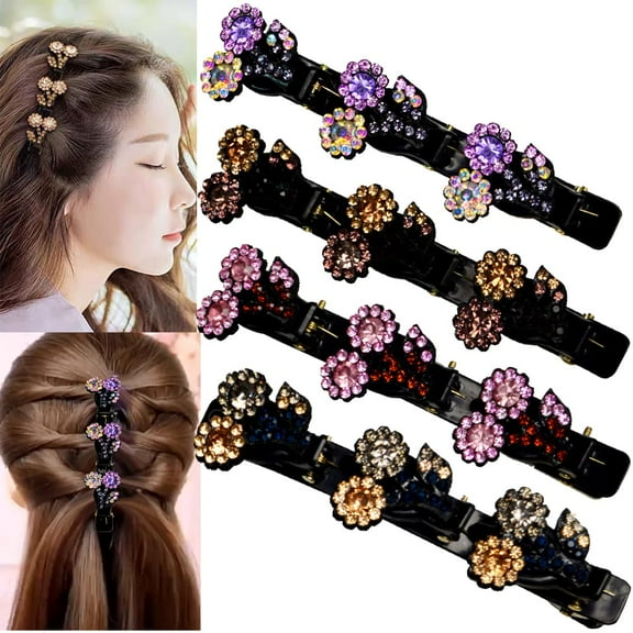 Crystal Hair Clip for Styling Sectioning, Sparkling Rhinestones Hair Barrettes for Women Thick/Thin Hair, Small Gem Stone Hair Accessories for Girls E