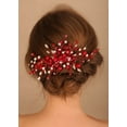 thumbnail image 1 of Crystal Hair Comb for Women Red Pearl Wedding Bridal Hair Piece Boho Hair Accessories for Prom Party, 1 of 4
