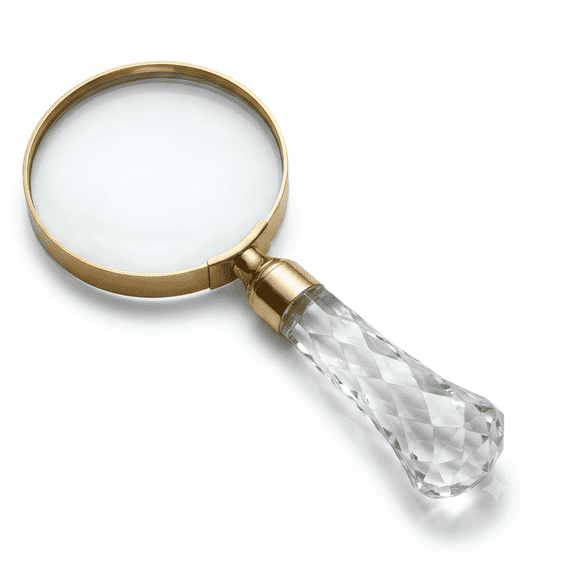 Crystal Handle Magnifying Glass: Brass Nautical Home Decor, 4-Inch Lens