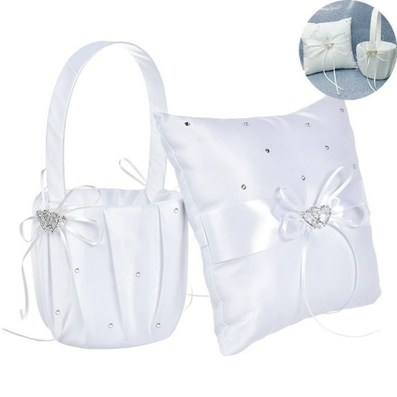 Tepsmf Crystal Heart Bridal Wedding Party Flower Girl Basket Bearer